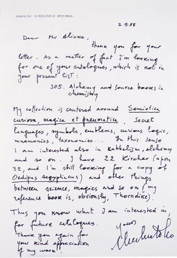 Umberto Eco bibliofilo: i manoscritti della Collezione Pieraccini