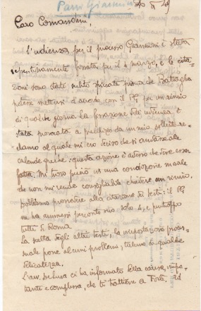 lettera autografa firmata inviata a franco comandini. datata 26 febbraio 1949