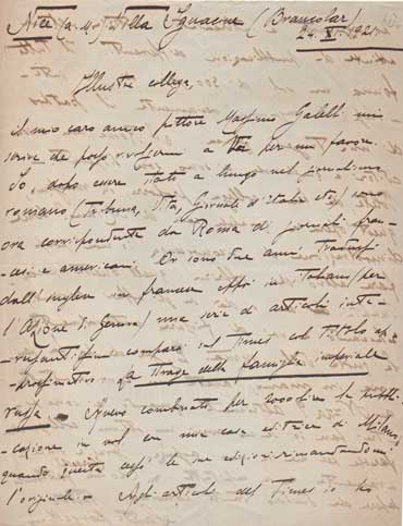 lettera autografa firmata, datata 24 novembre 1921 - nizza, inviata ad un collega.