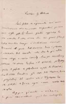 lettera autografa firmata, datata 26 febbraio 1871 - inviata al sig. artoni.