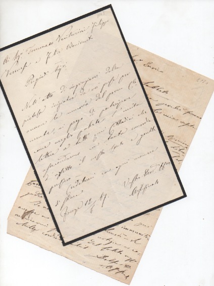 2 lettere autografe firmate, una datata 12 giugno 1867 - firenze, l altra senza data