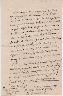 lettera autografa firmata, datata 17 febbraio 1862 - passy, inviata ad una contessa.