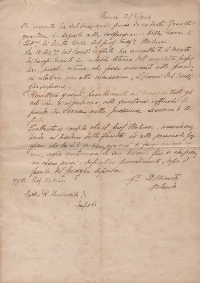 tre lettere. una manoscritta autografa datata 3 marzo 1904, l altra dattiloscritta con firma autografa datata 7 aprile 1904 e l ultima manoscritta con firma autografa datata 10 giugno 1904.