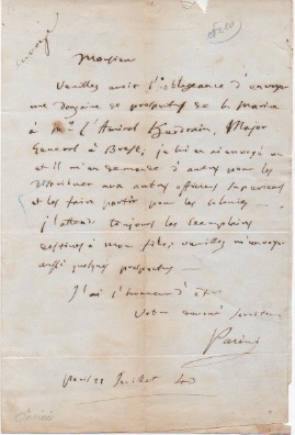 lettera autografa firmata, datata 22 luglio 1843 - parigi, inviata all editore curmer.