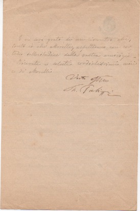 lettera manoscritta con  firma autografa, datata 9 aprile 1897 - napoli, inviata probabilmente a pasquale villari.