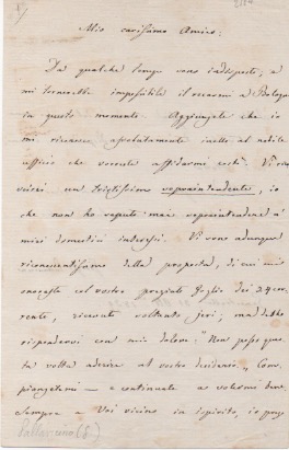 lettera autografa firmata, datata 31 ottobre 1859 - genestrelle, inviata ad un amico.
