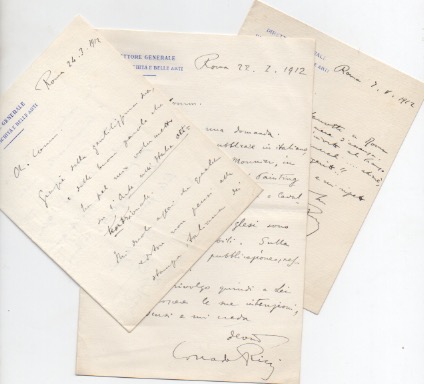 insieme di 3 lettere autografe firmate, datate 1912 - roma, inviate ad un commendatore.