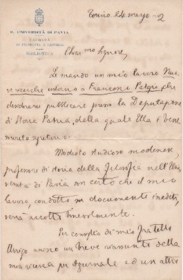 lettera autografa firmata, datata 24 marzo 1912 - torino