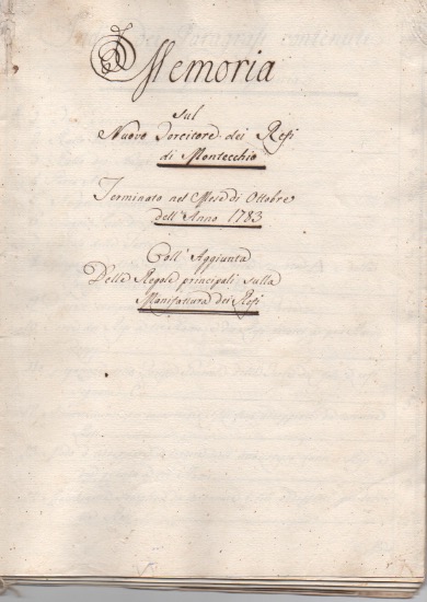 memoria   sul   nuovo torcitore dei resi   di montecchio   terminato nel mese di ottobre   dell’anno 1783   coll’aggiunta   delle regole principali sulla   manifattura dei refi