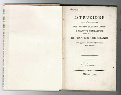 istruzione sulla coltivazione del rafano oleifero cinese e relative manifatture dell olio. coll’aggiunta di nuove osservazioni dell’autore