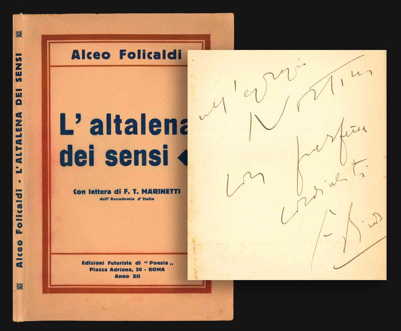 l’altalena dei sensi. con lettera di f.t. marinetti dell’accademia d’italia