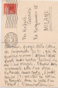 cartolina postale viaggiata, autografa firmata. datata 10 maggio 1947 (come da timbro postale).