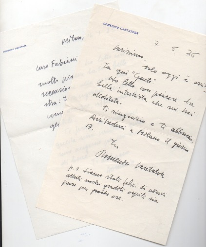 2 lettere autografe firmate inviate al  poeta e giornalista enzo fabiani. datate: 1976 e 1983,