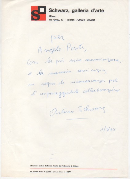 lettera autografa firmata inviata ad angelo ponti. datata 1 marzo 1962