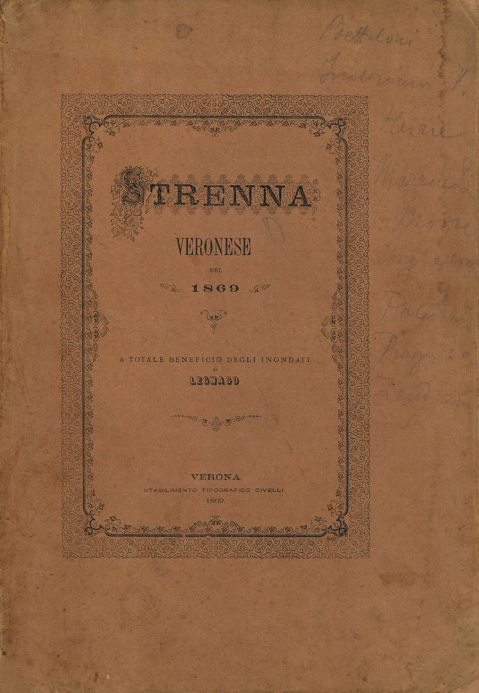 strenna veronese del 1869, a totale beneficio degli inondati di legnago. a cura di manfroni, mario