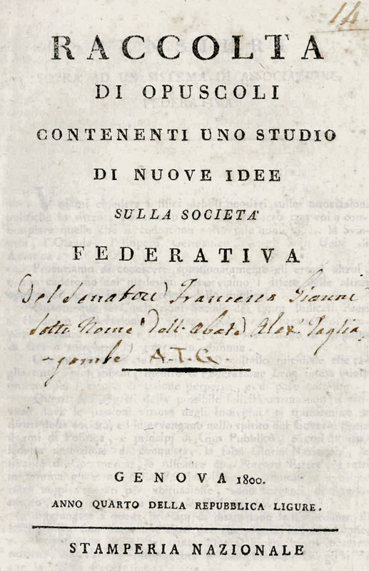 raccolta di opuscoli contenenti uno studio di nuove idee sulla società federativa