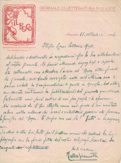 lettera inviata a francesco cazzamini mussi.