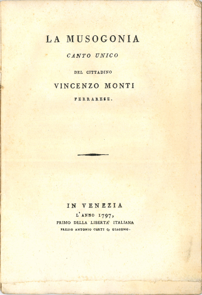 musogonia. canto unico del cittadino vincenzo monti ferrarese