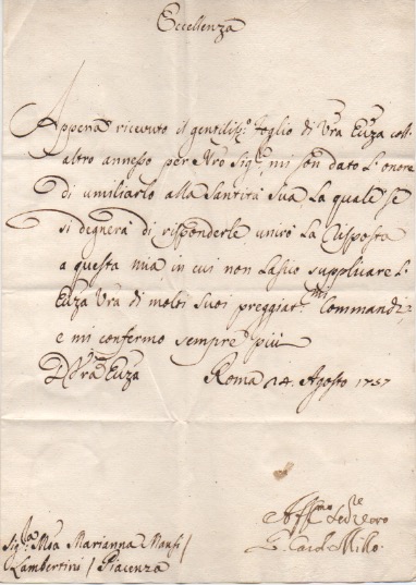 raccolta di 19 lettere inviate a marianna mansi lambertini.