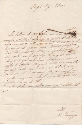 lettera autografa firmata inviata ad elisa giustiniani. datata [14 ottobre?] s.a.
