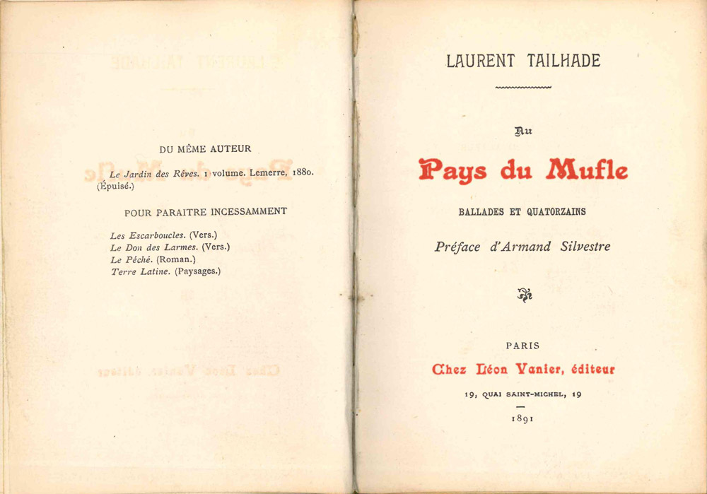 au pays du mufle. ballades et quatorzains. préface d’armand silvestre