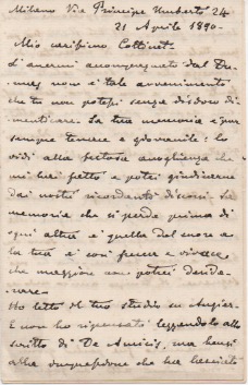 lettera autografa firmata inviata a cottinet. datata 21 aprile 1890.