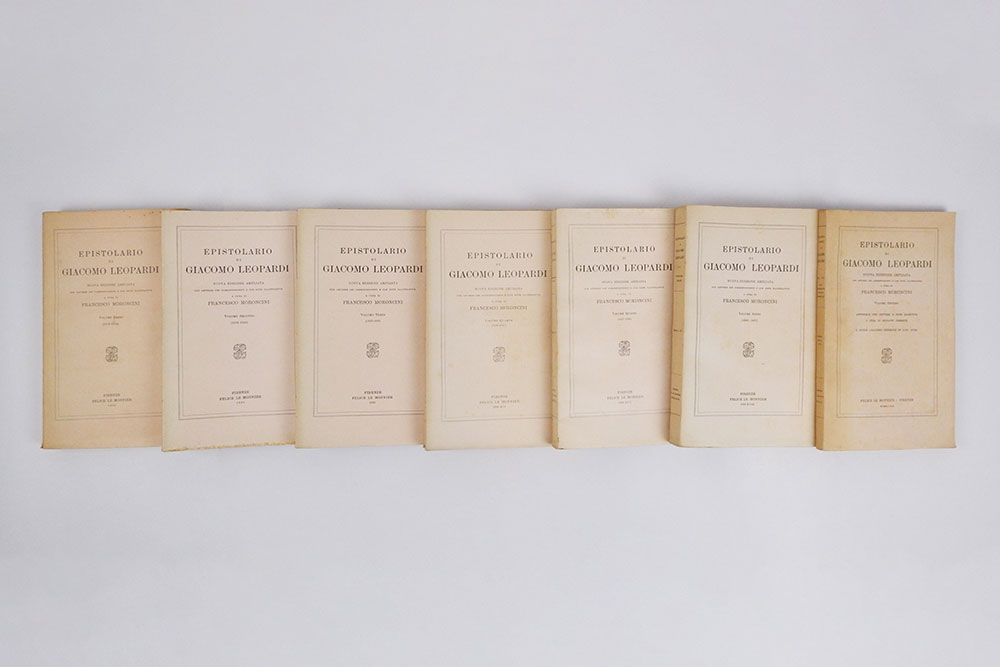 epistolario di giacomo leopardi. nuova edizione ampliata con lettere dei corrispondenti e con note illustrative a cura di francesco moroncini