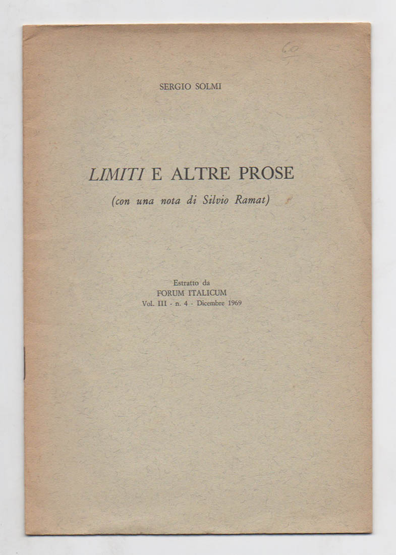 limiti e altre prose (con una nota di silvio ramat)