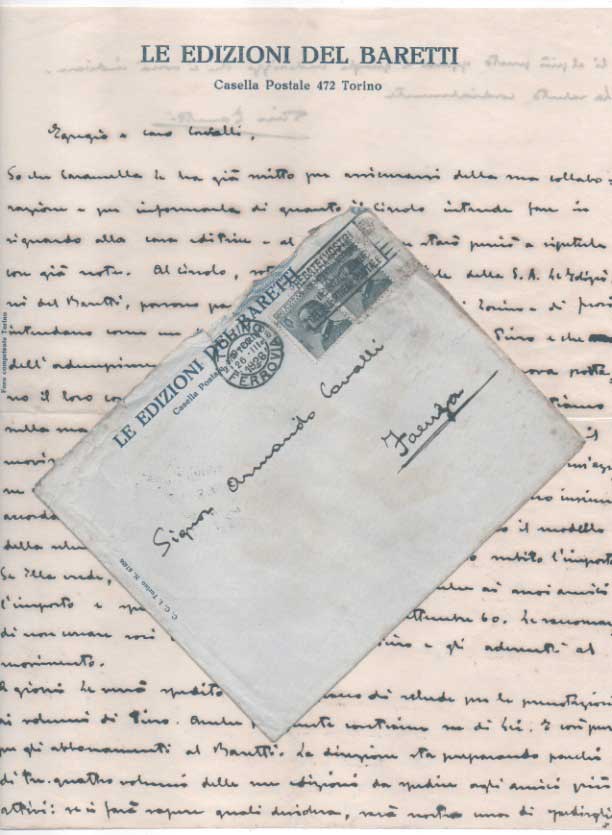 lettera autografa firmata su carta intestata «le edizioni del baretti»