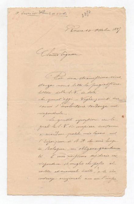 lettera autografa firmata inviata a enrico panzacchi