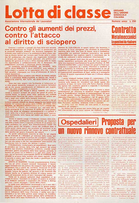 lotta di classe. organo dell’unione sindacale italiana