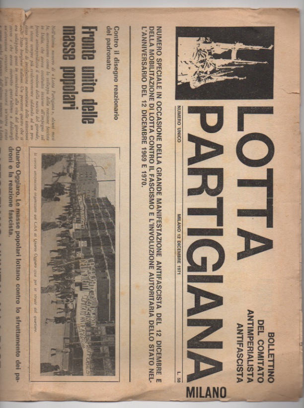 lotta partigiana milano. bollettino del comitato antimperialista antifascista