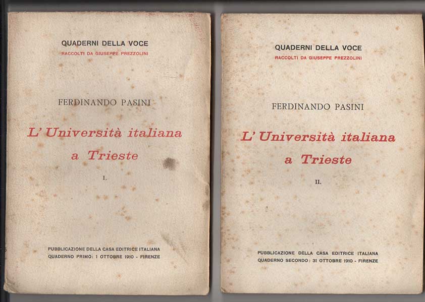 l’università italiana a trieste (i. quello ch’è avvenuto. - ii. le ragioni della lotta. - iii. quello che deve avvenire. - bibliografia. - appendice di documenti)