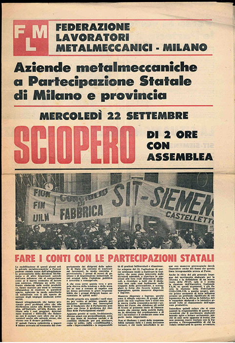federazione lavoratori metalmeccanici - milano [foglio di sciopero]