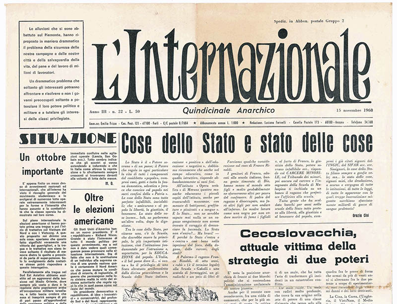 l’internazionale. quindicinale anarchico