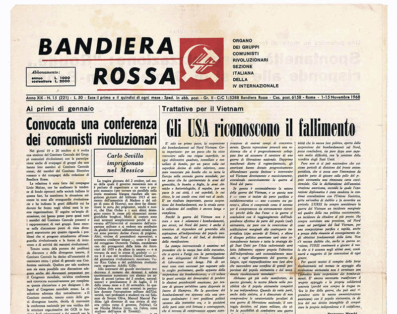 bandiera rossa. organo dei gruppi comunisti rivoluzionari sezione italiana della iv internazionale.