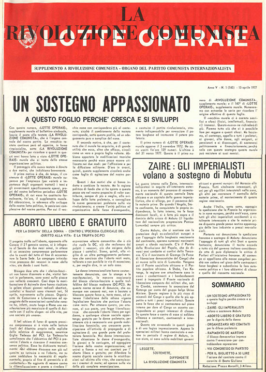 la rivoluzione comunista. raccolta supplemento murale a rivoluzione comunista - organo del partito internazionalista