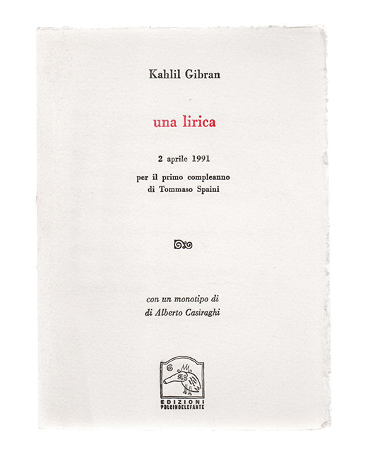 una lirica. 2 aprile 1991. per il primo compleanno di tommaso spaini