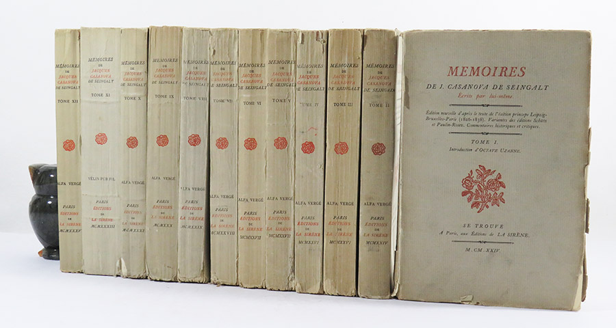 mémoires de j. casanova de seingalt ecrits par lui-meme. edition nouvelled’après le texte de l’èdition princeps leipzi-bruxelles-paris (1826-1838). variantes des éditions  schultz et paulin-rosez. commentaires
