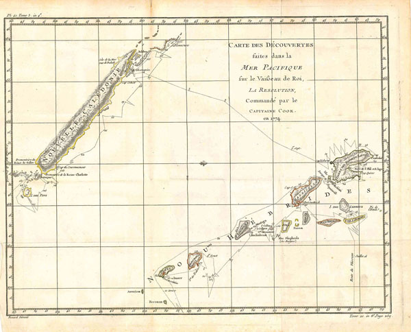 carte des découvertes faites dans la mer pacifique sur le vaiseaur de roi, la resolution, commandé par le capitaine cook en 1794