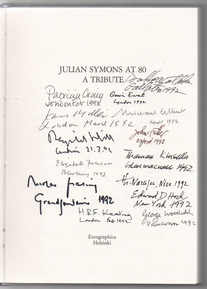 julian symons at 80: a tribute  [tiratura di testa]