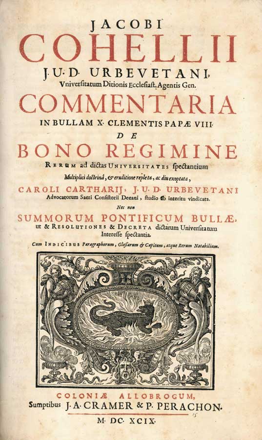 jacobi cohellii j.u.d. urbevetani ... commentaria in bullam x clementis papae viii