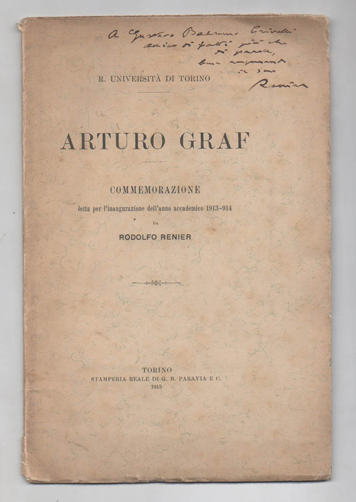 arturo graf. commemorazione letta per l’inaugurazione dell’anno accademico 1913-1914