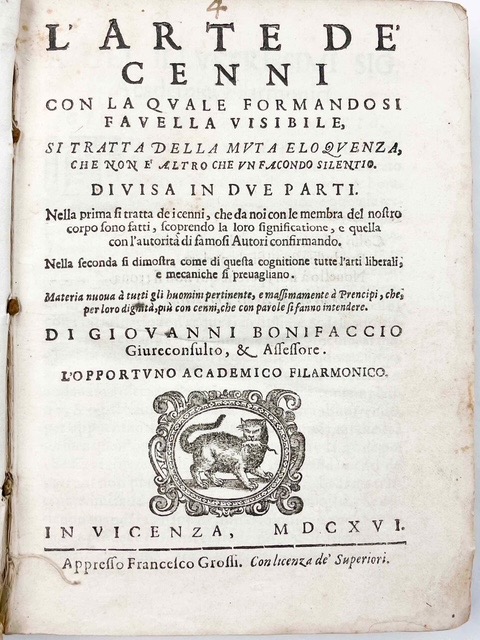 l arte de  cenni con la quale formandosi fauella visibile, si tratta della muta eloquenza, che non è altro che un facondo silentio