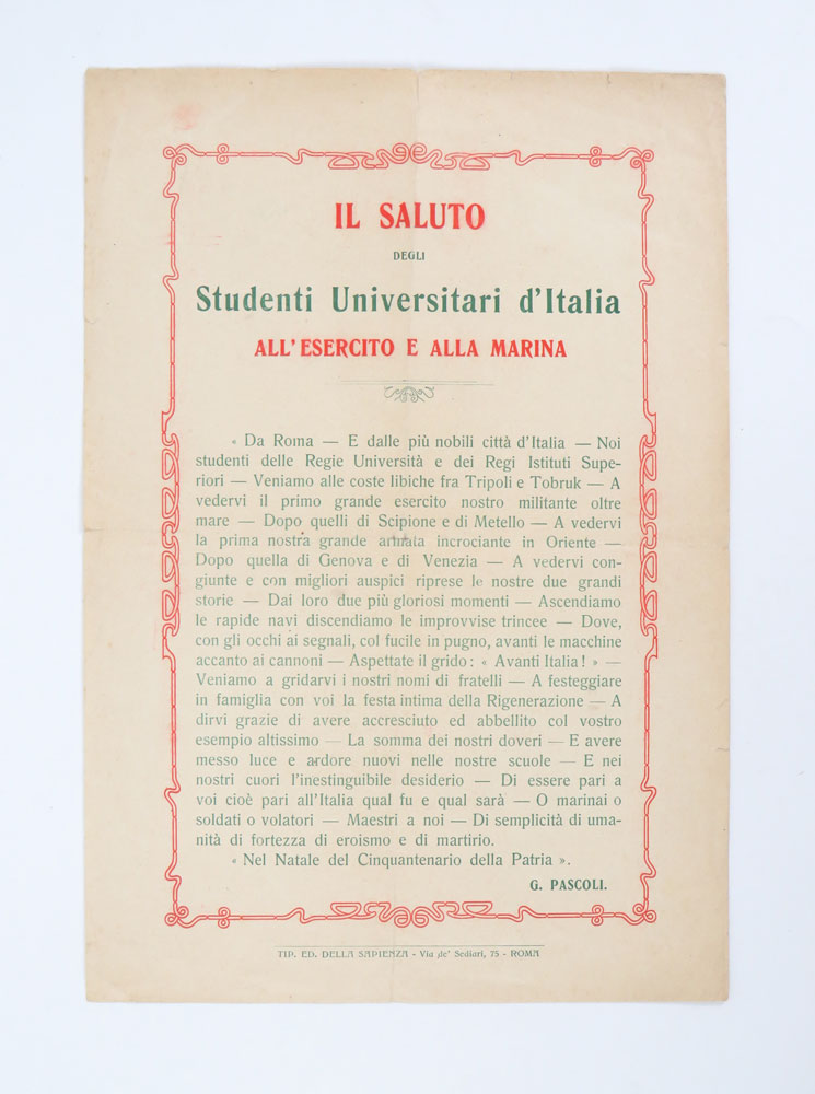 il saluto degli studenti universitari d’italia all’esercito e alla marina