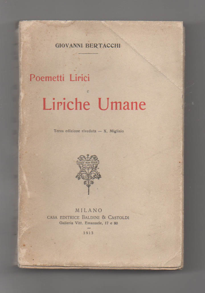 poemetti lirici e liriche umane. terza edizione riveduta