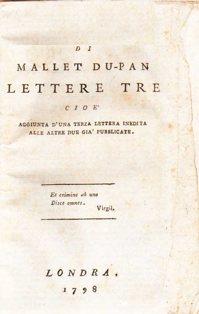 di mallet du-pan lettere tre cioè aggiunta d’una terza lettera inedita alle altre due già pubblicate