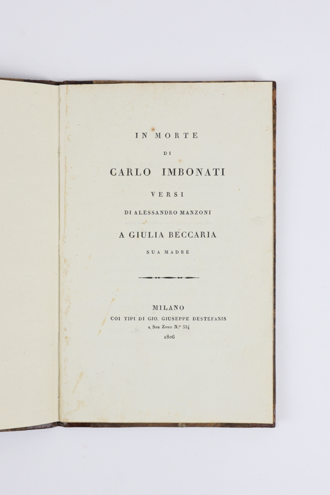 in morte di carlo imbonati. versi di alessandro manzoni a giulia beccaria sua madre [in carta grande]