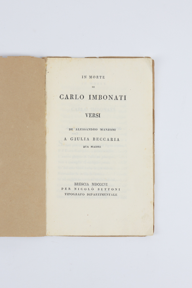 in morte di carlo imbonati. versi di alessandro manzoni a giulia beccaria sua madre