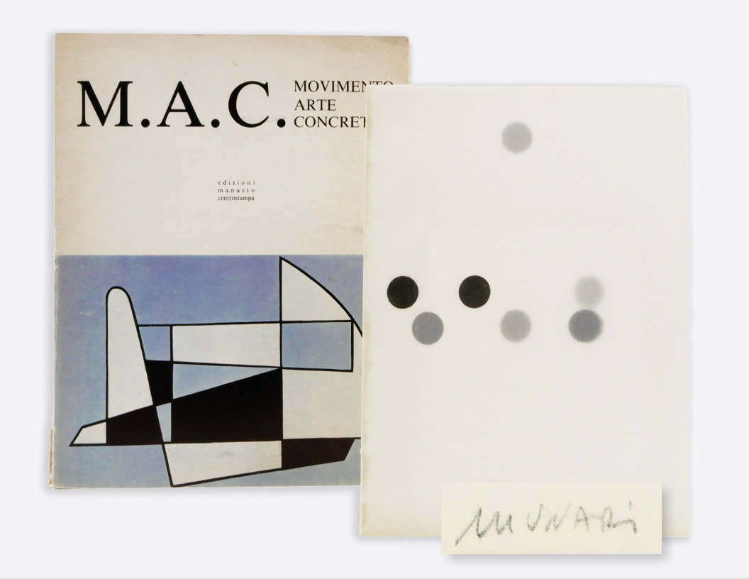 m.a.c. movimento arte concreta. introduzione di carmine benincasa. presentazione di gillo dorfles. comune di termoli. sala del consiglio. luglio-agosto 1981 [contiene «libro illeggibile. ideato nel 1949»]